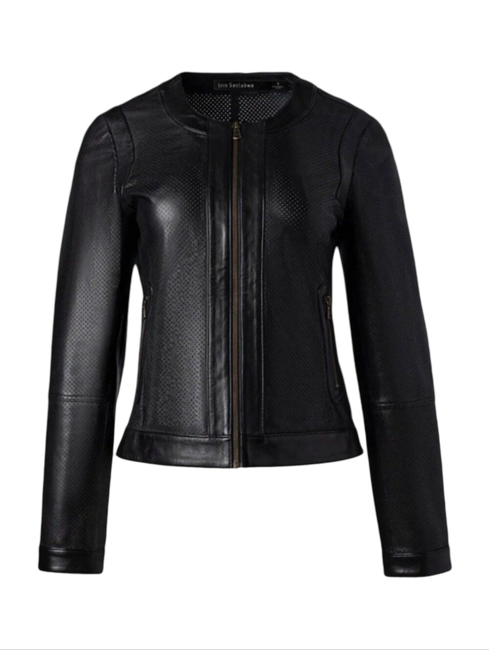 Iris Setlawke Perforated Leather Black Jacket